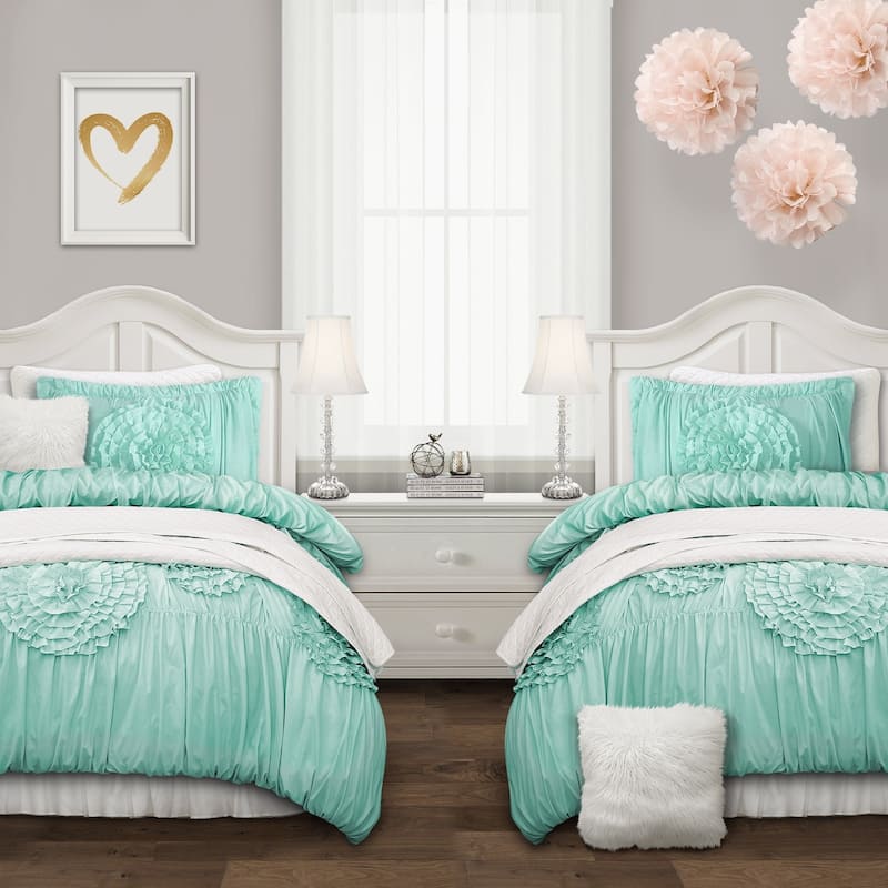 Silver Orchid O'Fredericks Ruffled Flower 3-piece Comforter Set