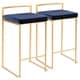 preview thumbnail 26 of 33, Silver Orchid Forrest Gold Stackable Counter Stool (Set of 2) - N/A Blue Velvet