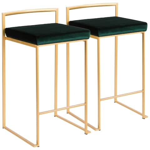 Silver Orchid Forrest Gold Stackable Counter Stool (Set of 2) - N/A