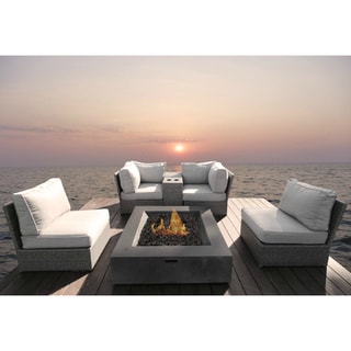 All-weather 6-piece Outdoor Fire Pit Chat Set with Cushions