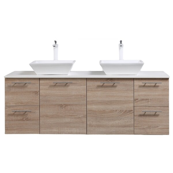 Shop Eviva Luxury 72 inch White Oak bathroom vanity - Free ...