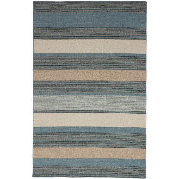 eCarpetGallery Flat-weave Manhattan Turquoise Wool Kilim (5'0 x 7'10)