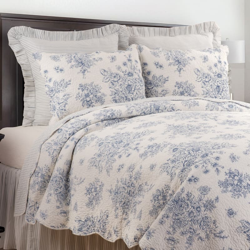 Sutton Blue Vintage Rose Cotton Quilt - On Sale - Bed Bath & Beyond ...