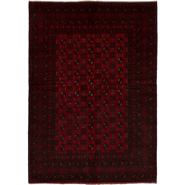 eCarpetGallery Hand-knotted Khal Mohammadi Dark Red Wool Rug (5'5 x 7'9)