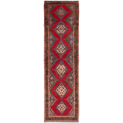 Hand-knotted Darjazin Red Wool Rug - 2'8" x 9'8" Runner