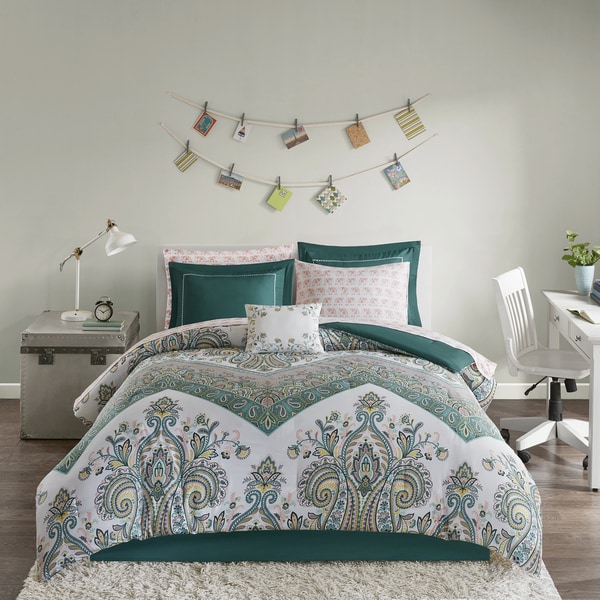Intelligent Design Layne Teal Printed 9-piece Bed in a Bag Set