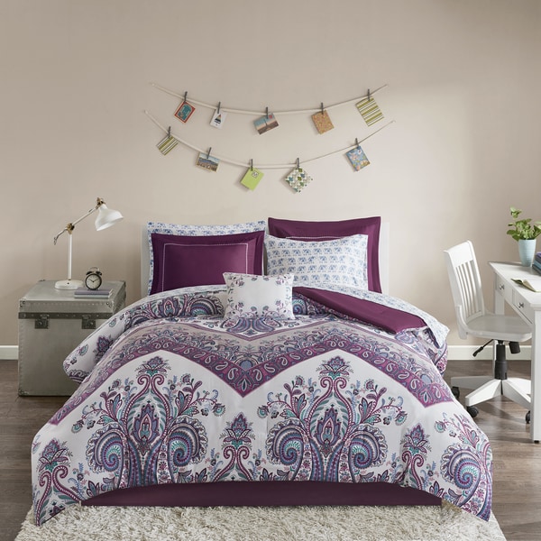 Fitted Sheet Purple Flowers with Accents Machine Washable American Beauty Bedding Sheets Pillowcases Flat Sheet