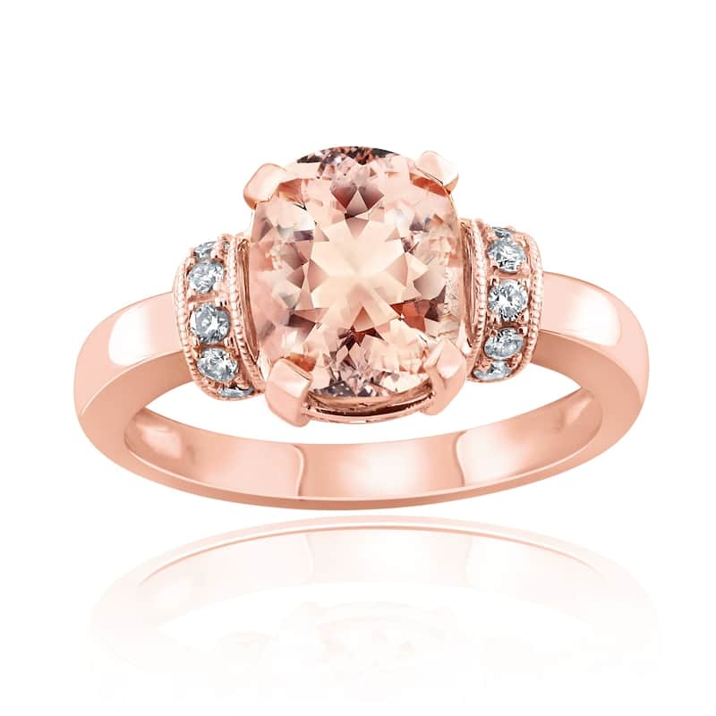 Auriya 2 1/2ct Cushion Morganite and 1/6ctw Diamond Engagement Ring 10-karat Rose Gold