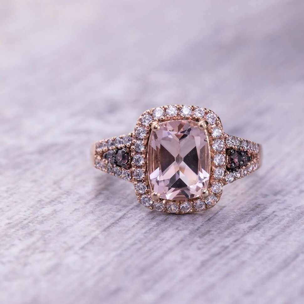 Shop Auriya 10k Two Tone Rose Gold 2ct Cushion Cut Morganite And 1