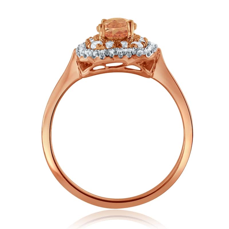 Auriya 10k Rose Gold 3/4ct Oval-Cut Morganite and 1/3ct TDW Diamond Halo Engagement Ring