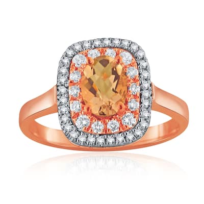 Auriya 10k Rose Gold 3/4ct Oval-Cut Morganite and 1/3ct TDW Diamond Halo Engagement Ring