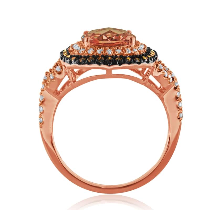 Auriya 10k Two-Tone Gold Cushion-Cut 2ct Morganite and 5/8ct TDW Diamond Halo Engagement Ring