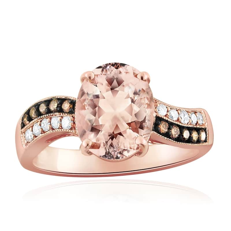 Auriya 2 5/8ct Oval Morganite and 1/5ctw Diamond Engagement Ring 10K Two-Tone Rose Gold
