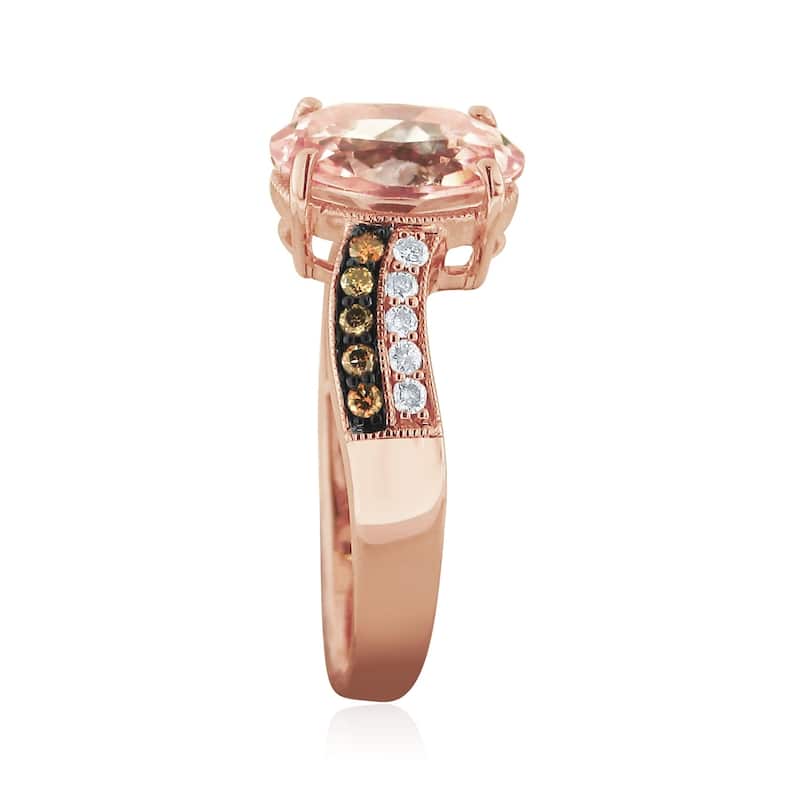 Auriya 2 5/8ct Oval Morganite and 1/5ctw Diamond Engagement Ring 10K Two-Tone Rose Gold