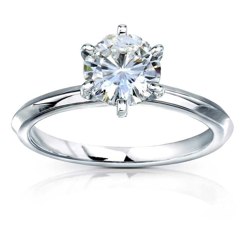 Annello by Kobelli 14k Gold 1 Carat Classic Solitaire Round Brilliant Moissanite Engagement Ring (GH, VS) - 7.5 - White