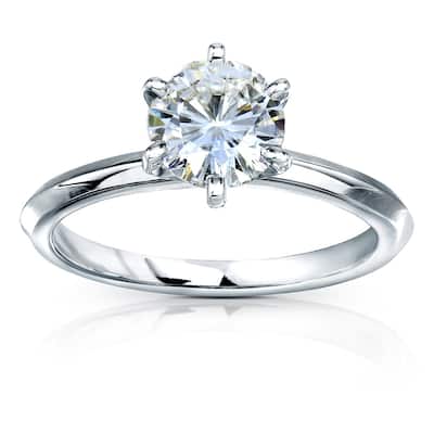 Annello by Kobelli 14k Gold 1 Carat Classic Solitaire Round Brilliant Moissanite Engagement Ring (GH, VS)
