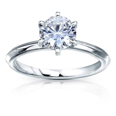 Annello by Kobelli 14k Gold 1 Carat Classic Solitaire Round Brilliant Moissanite Engagement Ring (DEF, VS)