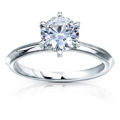 Annello by Kobelli 14k Gold 1 Carat Classic Solitaire Round Brilliant Moissanite Engagement Ring (DEF, VS)