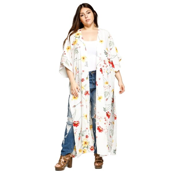 Download Shop Xehar Womens Plus Size Open Front Floral Loose Long ...