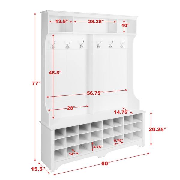 Prepac Hall Tree With Bench And Shoe Storage On Prepac Hall Tree With Bench And