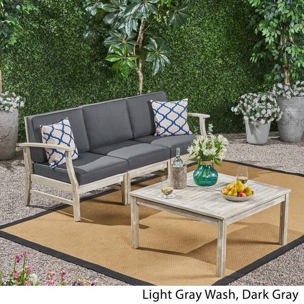 Shop Perla Outdoor Acacia Wood 4 Piece Sofa And Table Set With