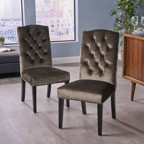 Nickolai Crown Top Velvet Dining Chair (Set of 2) by Christopher Knight Home