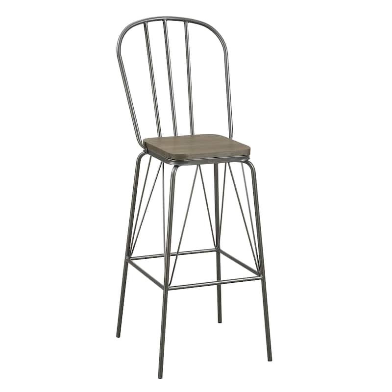Jack Modern Metal Slatted Bar Height Chairs (Set of 2) by Furniture of America - Grey