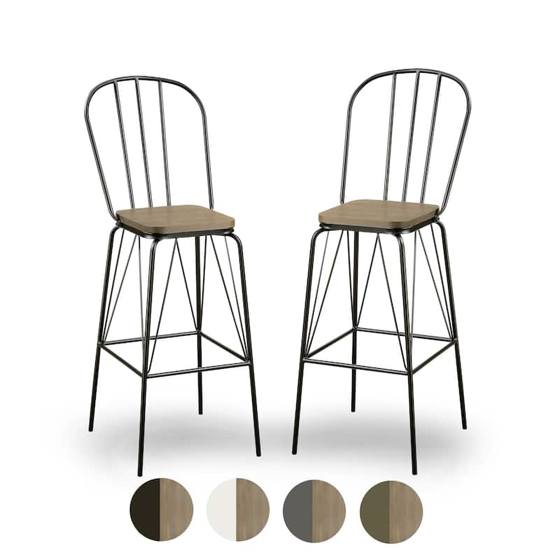 Jack Modern Metal Slatted Bar Height Chairs (Set of 2) by Furniture of America