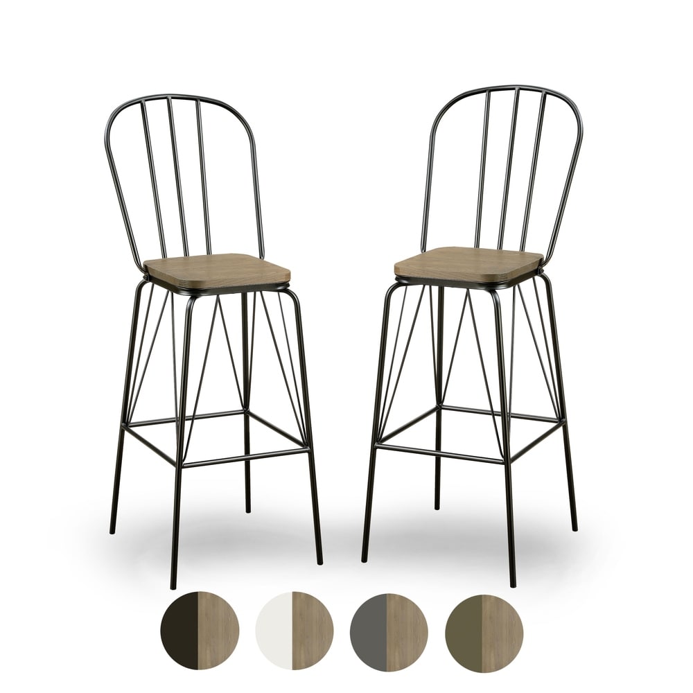 Furniture of America Jack Modern Metal Slatted Bar Height Chairs (Set of 2)