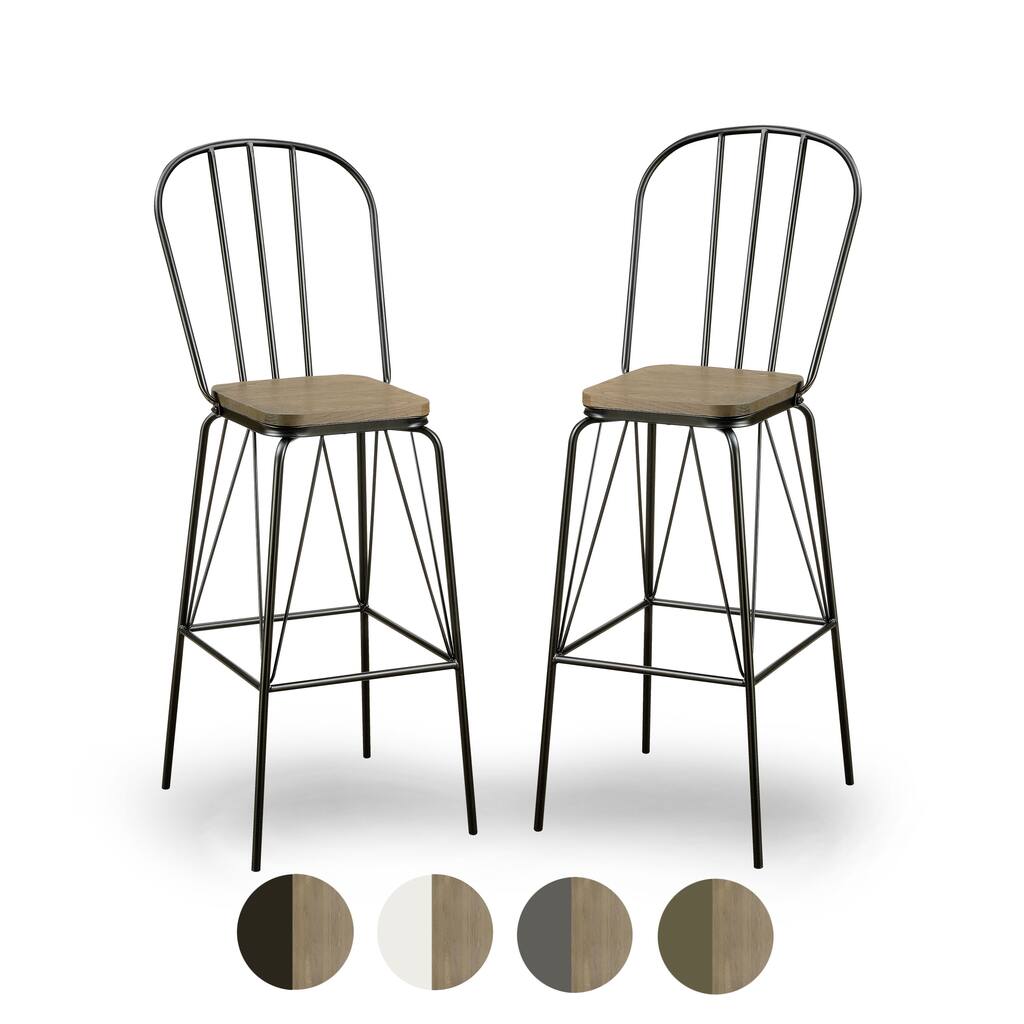 Jack Modern Metal Slatted Bar Height Chairs (Set of 2) by Furniture of America