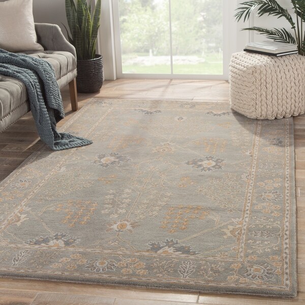 Maison Rouge Joyce Handmade Floral Grey/ Tan Area Rug - 5' x 8'