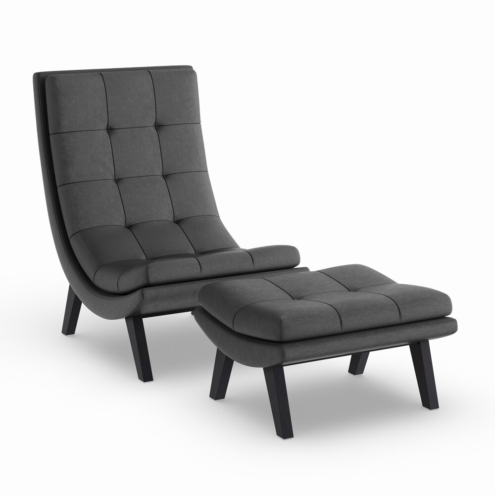 strick & bolton berman black lounge chair and ottoman