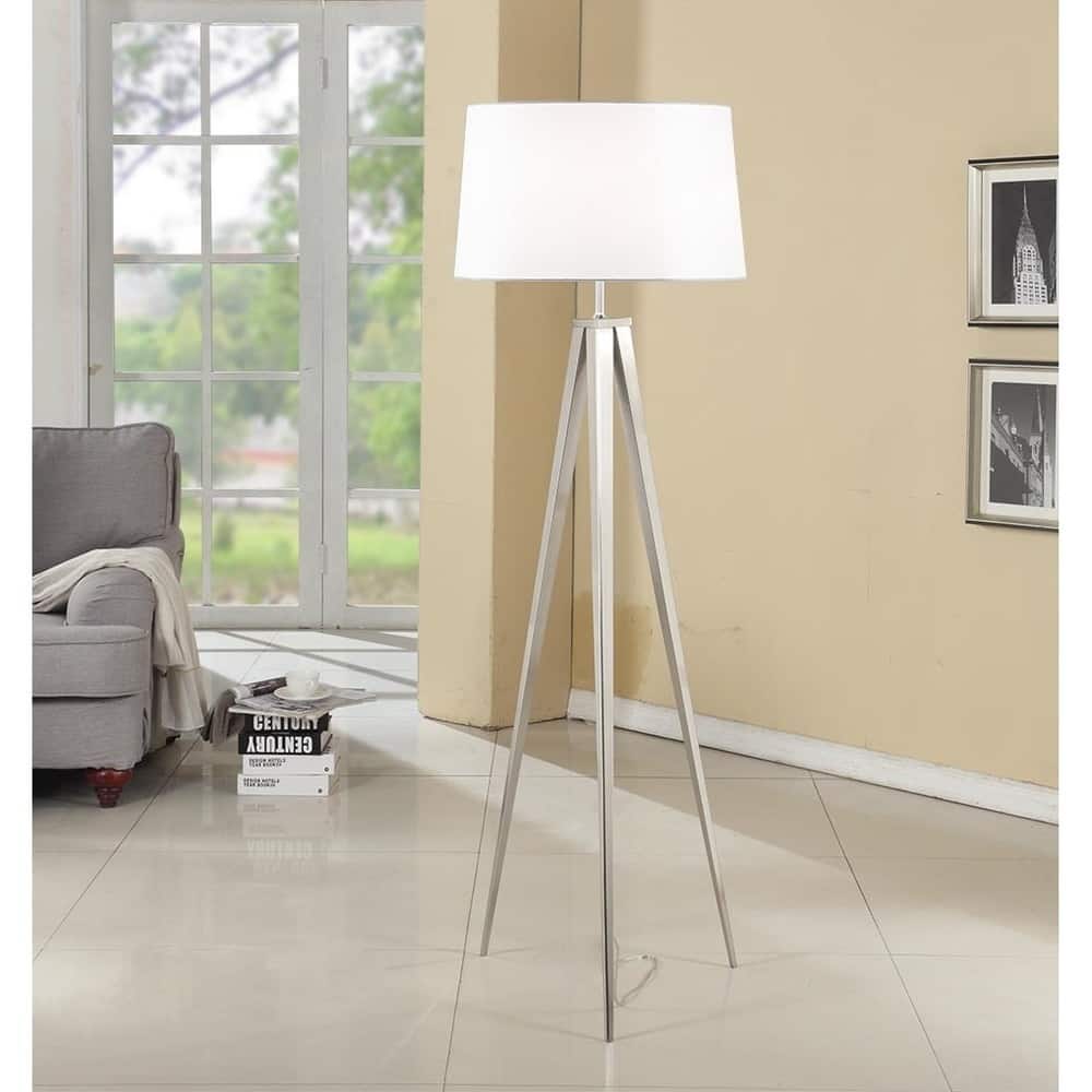 Strick & Bolton Miles 63-inch Brushed Nickel Tripod Floor Lamp