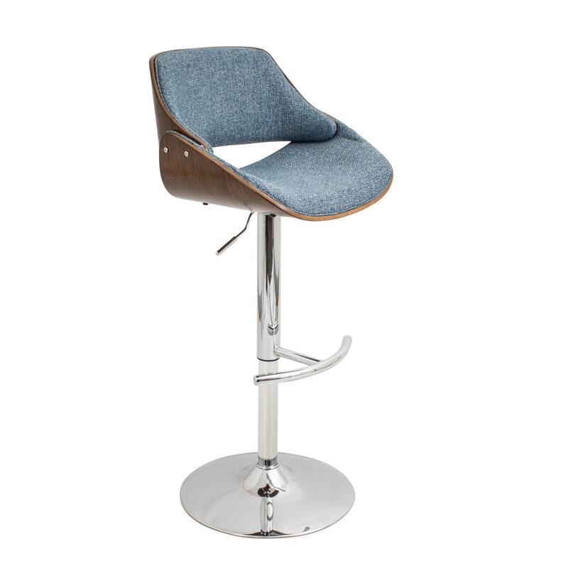 Carson Carrington Svellingen Mid-century Modern Walnut Wood and Fabric Adjustable Swivel Bar Stool