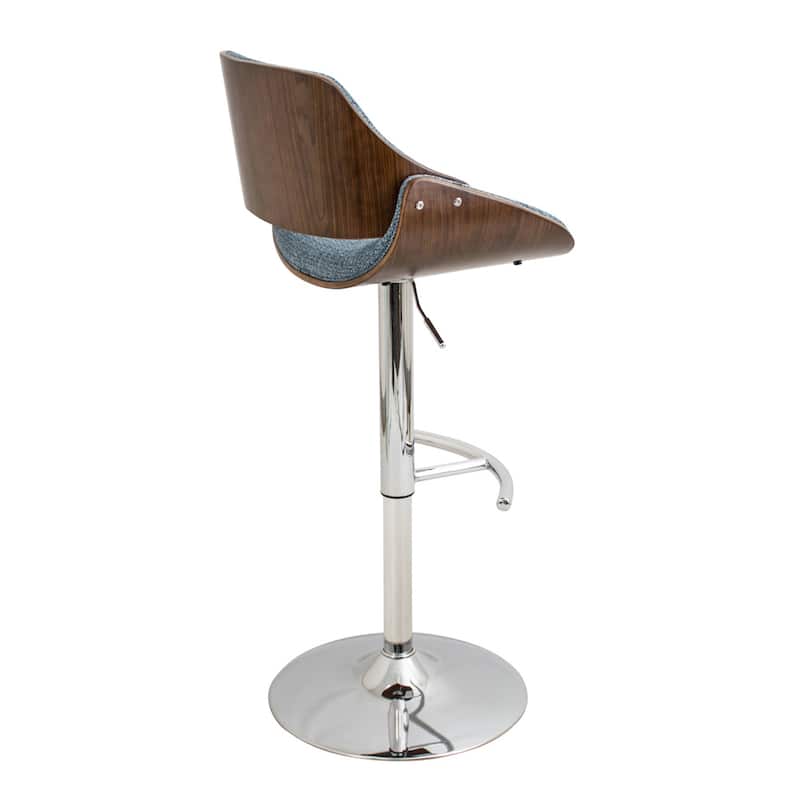 Carson Carrington Svellingen Mid-century Modern Walnut Wood and Fabric Adjustable Swivel Bar Stool