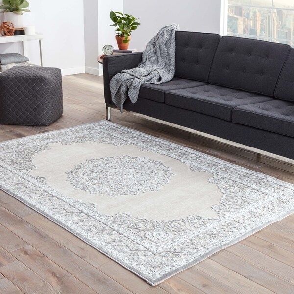 Maison Rouge Millay Medallion Grey/ Silver Area Rug - 7'6 x 9'6