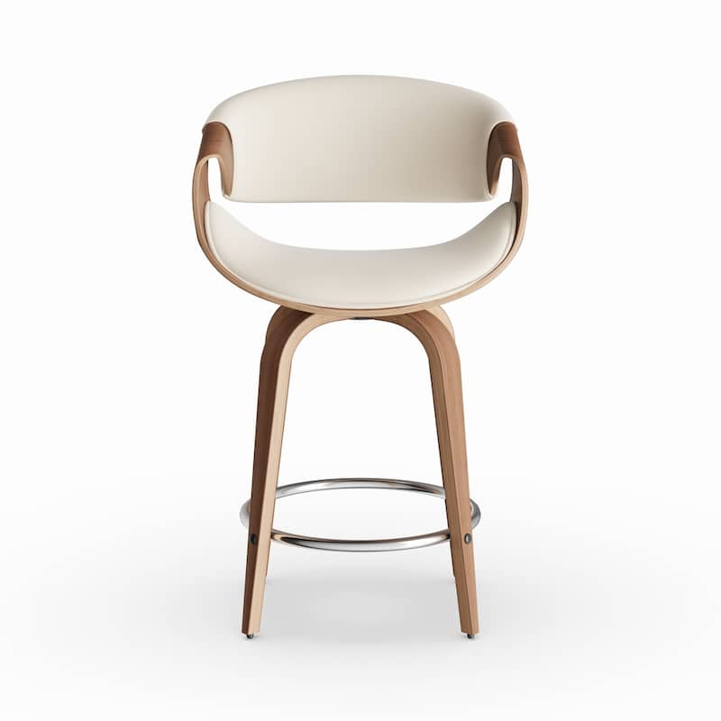 Carson Carrington Sauda 24-inch Mid-century Modern Walnut Wood and Fabric Counter Stool - N/A