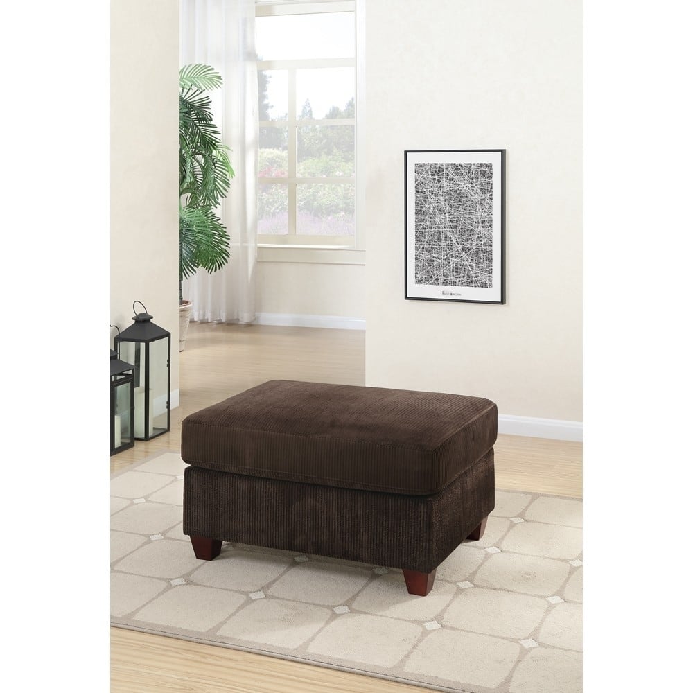 Cocktail Ottoman In Chocolate Brown Corduroy Design Fabric
