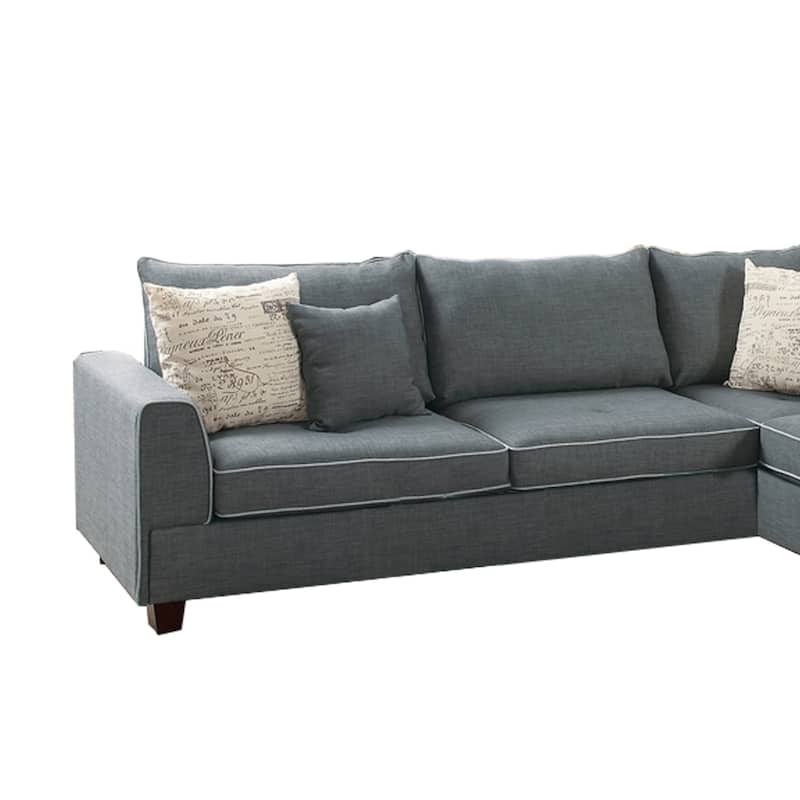Dorris Fabric 3 Piece Sectional With Storage Ottoman, Gray