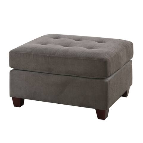 Cocktail Ottoman In Charcoal Grey Waffle Suede Fabric