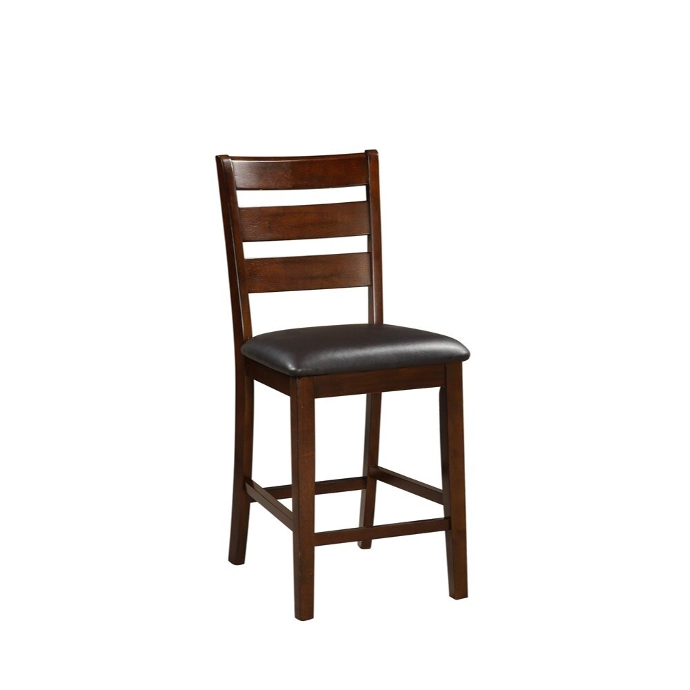 Benzara Wooden Counter Height Armless Chair, Walnut brown, Set of 2