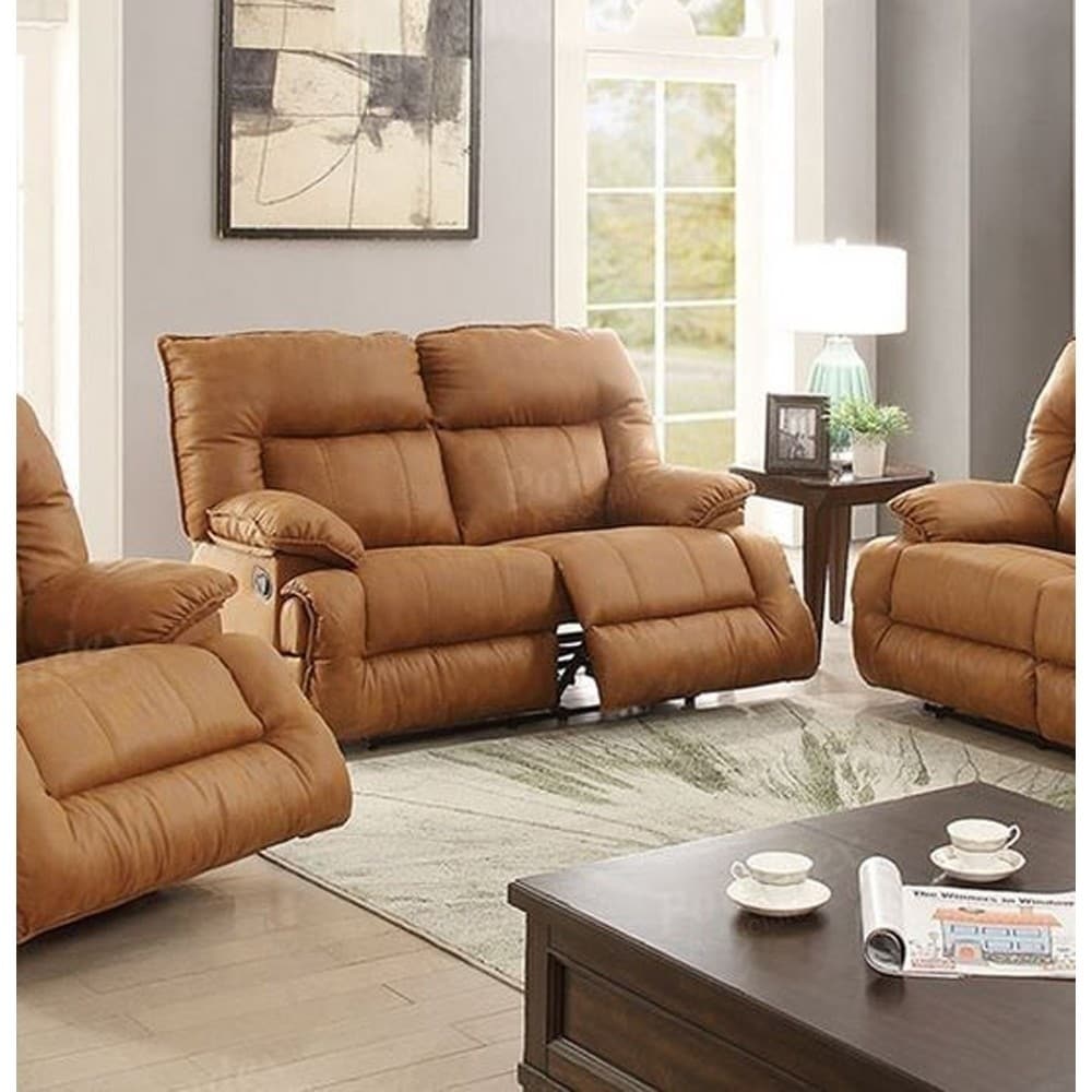 Shop Leatherette Reclining Loveseat In Camel Brown Overstock 20171768