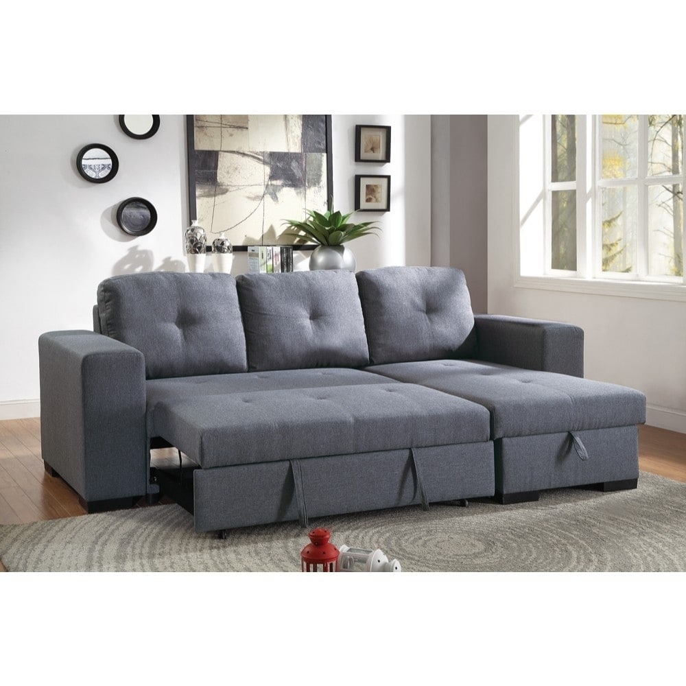 Modish 2 Piece Convertible Sectional Sofa In Grey 2 Piece Convertible Sectional Sofa