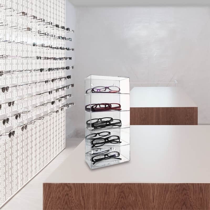 Acrylic 5 Shelves Mirror Backed Eyewear Display Collection Case