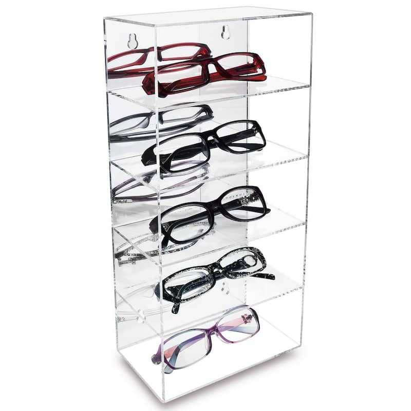 Acrylic 5 Shelves Mirror Backed Eyewear Display Collection Case