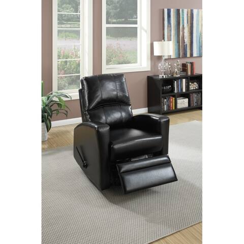 Swivel Recliner Chair in Black Faux Leather