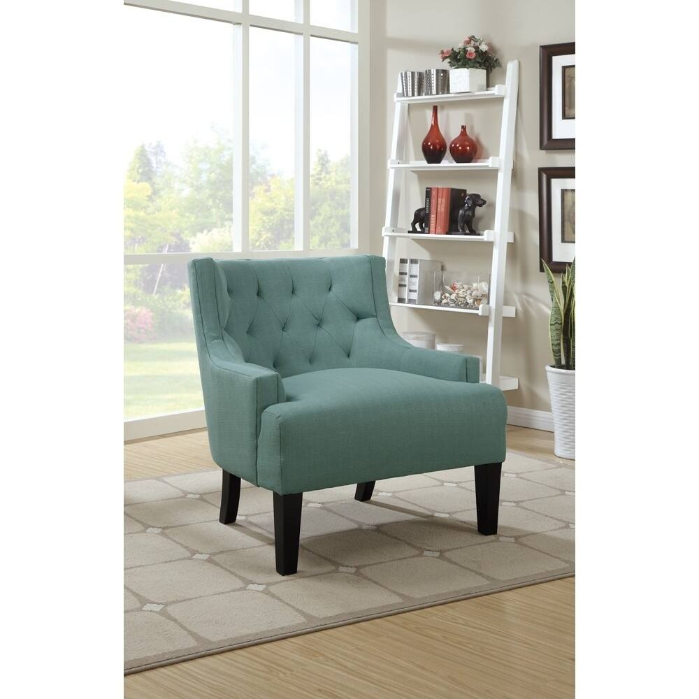 Wood & Poly Fiber Accent Chair, Light Blue
