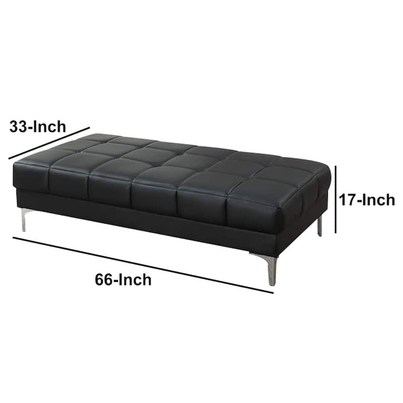 Modish Bonded Leather Ottoman In Black