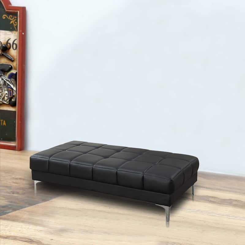 Modish Bonded Leather Ottoman In Black