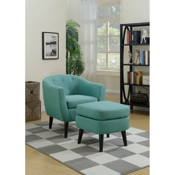 Shop Polyfiber Accent Chair with Cocktail Ottoman, Blue ...